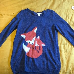 Motherhood fox with baby maternity sweater.